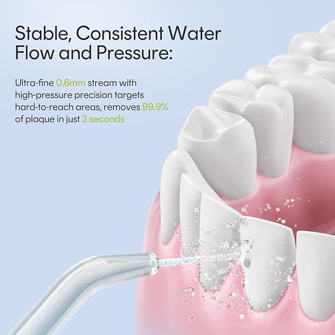 Water Flosser Portable for Travel - Mini Water Flosser with 3 Modes IPX7 Waterproof 360° Nozzles Cordless Water Dental Flosser for Teeth Cleaning Flossing for Adults Braces &amp Sensitive Gums