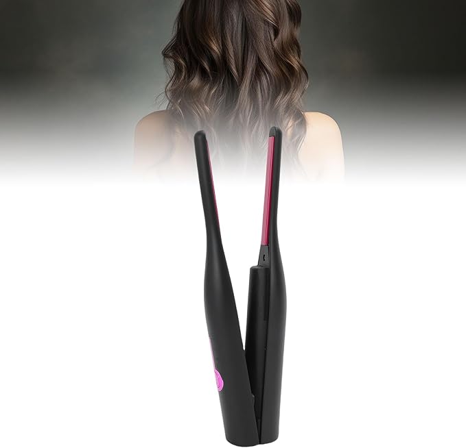 Semme Pencil Flat Iron PTC Fast Heating Cordless Hair Straightener Curler with Ultra Thin Plates for Short Hair Bangs Pixie Cuts (Black)