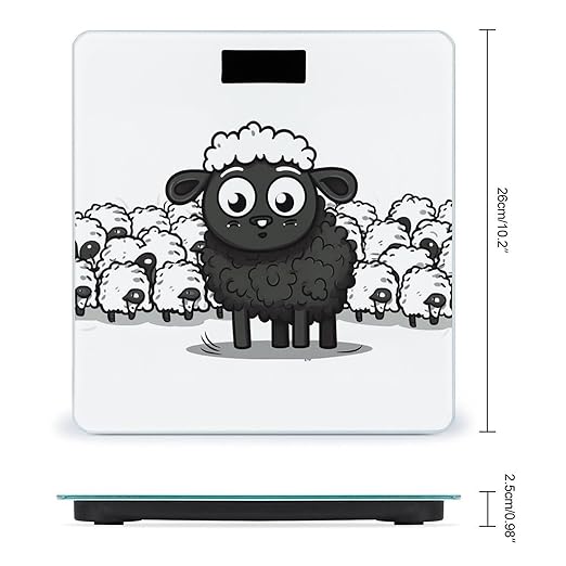 Cartoon Black White Sheep Bathroom ScaleHighly Accurate Digital Weighing Machine for People Bright LED Display Weight Scale for The Aldult Home Use