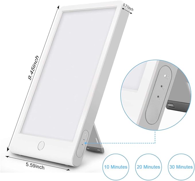 Light Therapy Lamp SMY Blue Light Energy Lamp and Adjustable LED Blue Light Tablet One Touch with Timer 100% UV Free