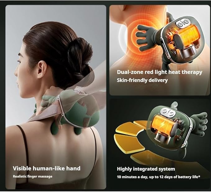 Hand and Neck Massager There Palm Massager Electric Finger Massager for Neck and Back deep Tissue with Heating and Traction Functions
