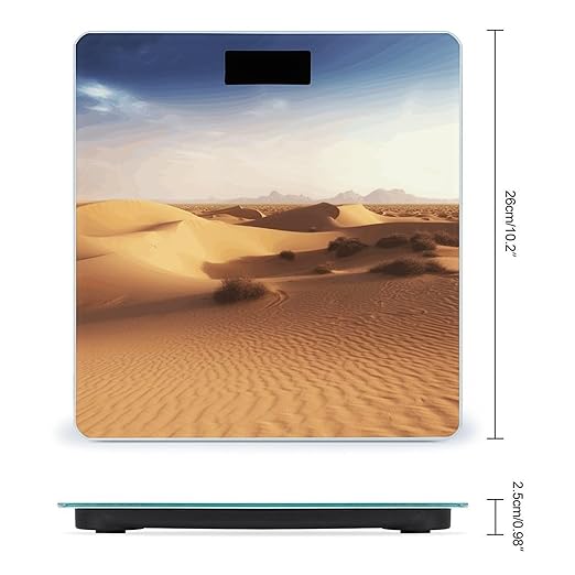Desert Landscape Digital Bathroom Scale for Body Weight with High Precision Digital Weighing Scale with BMI Clear LCD Display and Step-On Measures Weight Up to 180kg