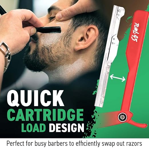 Tomb45 Triple Cartridge Razor Holder | Disposable Razor Safety Handle For Barbers | 100% Metal Grip &amp 3 Adjustable Blade Exposure Options For Shaving | Men's Straight Edge Razors Manual Shaver