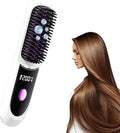 GO Brush 2026 Upgraded Cordless Hair Straightener Brush with LCD Temperature Display Portable Fast Heating USB Rechargeable 30+ Mins Runtime for Travel Fine to Coarse Hair (White)
