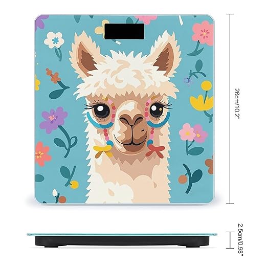 Alpaca Pattern Scale for Body Weight Digital Bathroom Scale Toughened Glass High Precision Scales for Body Weight with Large LCD Backlight Display Weight Scales