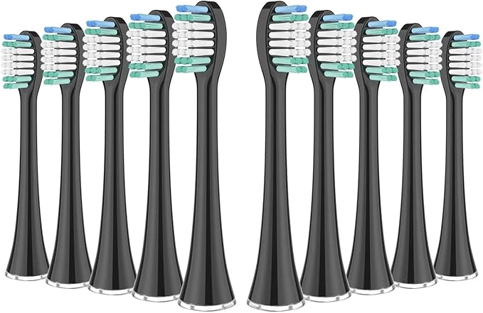 Replacement Toothbrush Heads Compatible for Black Series Refill Nylon Bristles(10pcs Black)