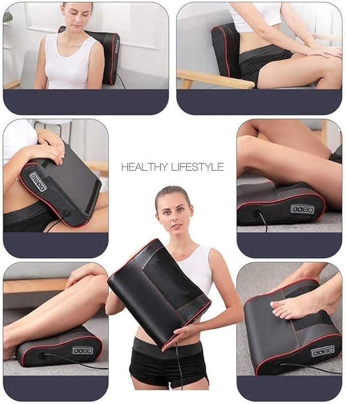 Shiatsu Massage Pillow - Back and Neck Massager Deep Kneading Neck Shoulder Lumbar Calf Leg Foot Back Massager Body Muscle Pain Relief Use at Home Car Office