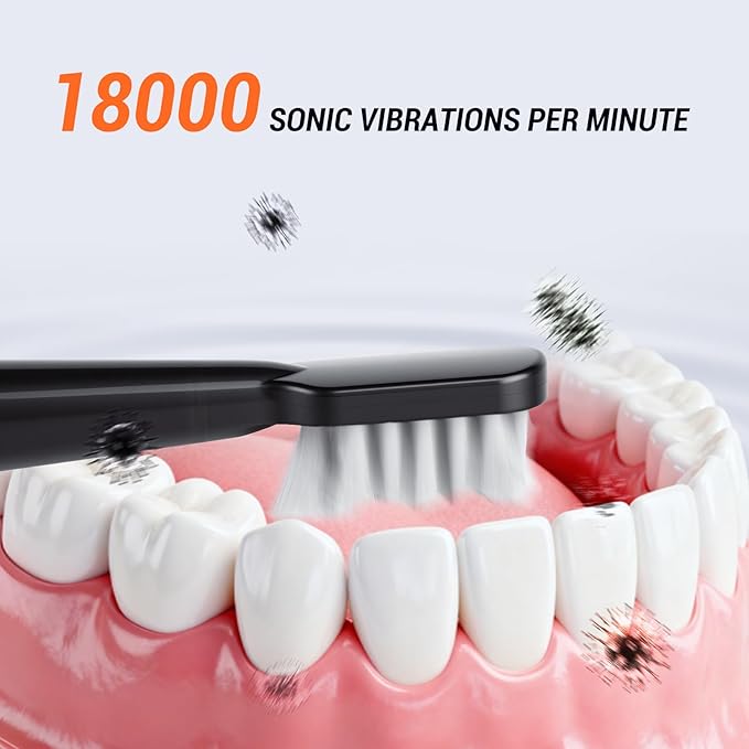 20 Pack Rechargeable Sonic Electric Toothbrush 42000 VPM 6 Cleaning Modes Smart 2-Min Timer USB Rechargeable IPX7 Waterproof 4 Brush Heads