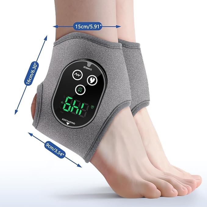 2PCS Cordless Ankle Heating Pad with Massager Foot and Ankle Massager with Heat Rechargeable Heated Foot Brace Wrap 3 Vibration and 4 Heating Modes