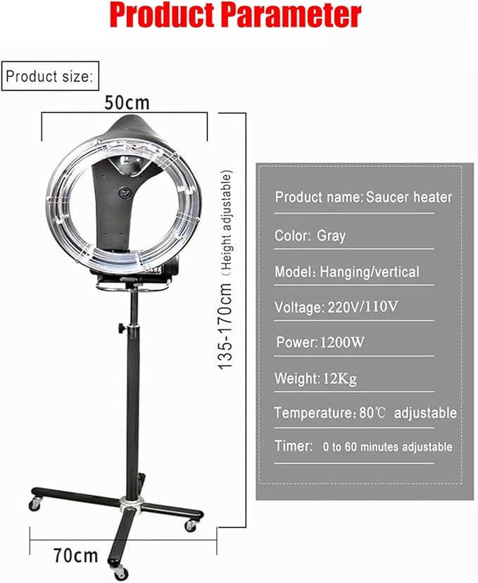 3 in 1 Professional Salon Hair Dryer Wall Mount 950W/1200W Adjustable Timer &amp Temperature Orbiting HD LCD Display Floor-Standing Hair Spa Color Processor Heater