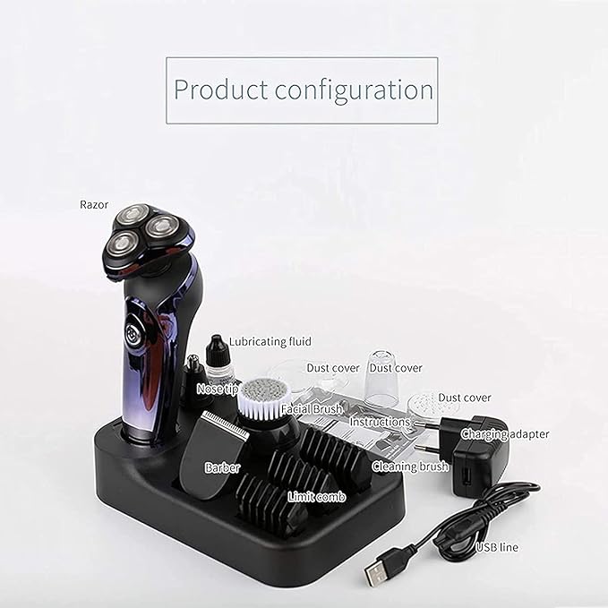 Head Shavers for Bald Men 4 in 1 Electric Shaver Hair Clippers Men's Rotary Shavers Rechargeable Razors Beard Nose Hair Trimmer Shaving Grooming Sets