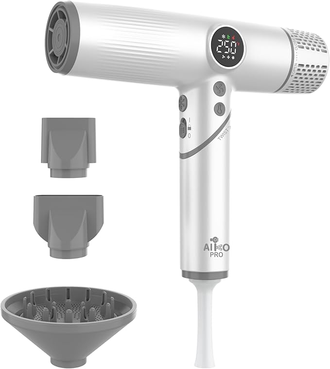 AIKO PRO Salon Ionic Hair Dryer 1800W High-Speed Foldable Travel Blow Dryer Brushless Motor for Fast Drying &amp Frizz Control 3 Temps &amp 3 Speeds Lightweight Portable &amp Quiet with 3 Magn
