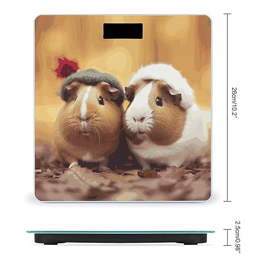 Digital Bathroom Scale for Body Weight Scale with Bright LCD Display High Accuracy Step-On Technology Auto On/Off Cute Guinea Pigs Digital Scales 400 Lbs /180kg