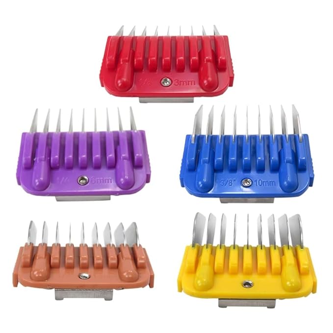 3mm/6mm/10mm/13mm/16mm Stainless Steel Clipper Guide Comb Set Compatible for Osterfor Wahl and for Andis Animal Fur Hair Reshape Upgraded Version
