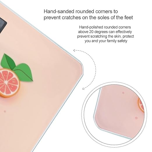 Cute Grapefruit Bathroom Scale for Body Weight LCD Display Digital Bathroom Scale Tempered Glass Bathroom Weight Scales Fashion Smart Scales for Home Bedroom 400 Lb
