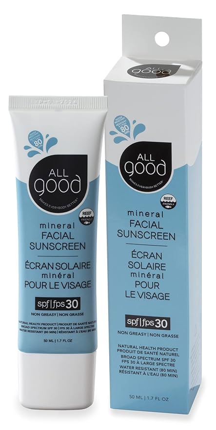 All Good Facial Mineral Sunscreen Lotion SPF 30 | Daily Face Moisturizer Nourishing Botanicals Hyaluronic Acid Green Tea Aloe Calendula Raspberry Seed Oil | 1.7oz (3-Pack)