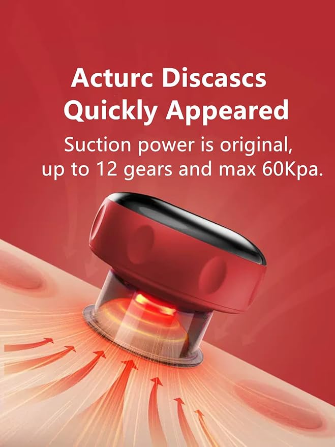 The Original 5-in-1 Smart Cupping Therapy Massager Red Light Therapy for Targeted Pain Relief Knots Aches Muscle Soreness Circulation Portable Electric Massager Cupping Kit-Dark Black