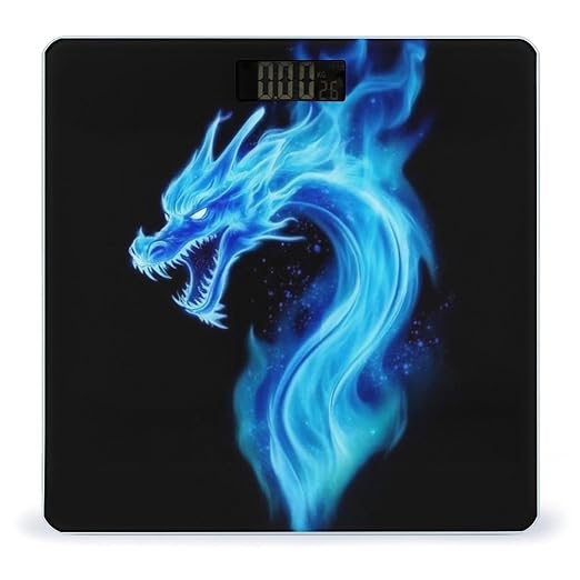 Smart Scale for Body Weight Automatic Switch Digital Bathroom Weighing Scale Black Blue Fire Dragon Art