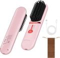 Cordless Hair Straightener Brush - Portable Hair Brush for Travel - 30s Fast Heating - Portable Straightening Brush for Travel Mini Hot Straightening Comb for Women