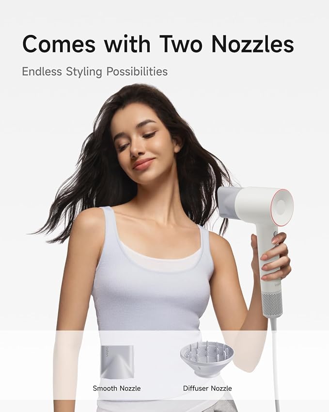 Laifen Hair Dryer SE 2 200 Million Negative Ionic Blow Dryer with Child Mode and 108000 RPM Brushless Motor 1400W Powerful Fast Drying High-Speed Low Noise Hairdryer with Magnetic Attachments