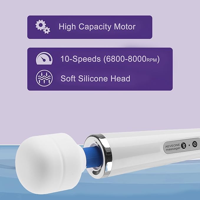 Wired Powerful Handheld Wand Massager Strong Personal Vibration Massage for Sports Recovery Back Muscle Aches Whole Body Pain (White)