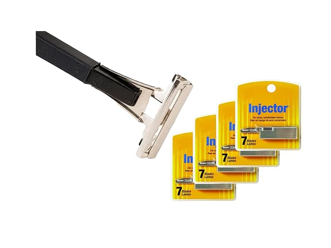 Shave Classic Injector Razor - Single Edge Safety Razor with Premium Refill Blades Classic Design Compatible with Standard Injector Blades (1 Handle - 28 Refill Blades)