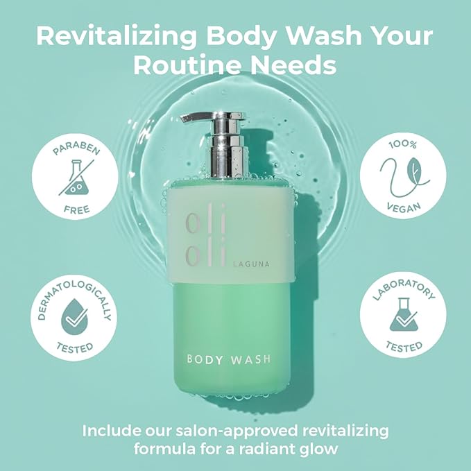OLIOLI Revitalizing Body Wash 15.2oz | Detoxifying Aloe Vera with Pro-Vitamin B5 &amp Botanicals | Daily Hydrating Cleanser for All Skin Types | Deep Cleansing Body Wash for Dry &amp Sensitive Skin