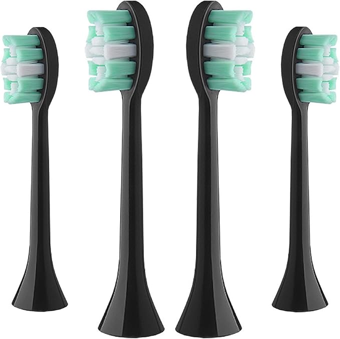 16pcs Replacement Toothbrush HeadsCompatible for B002DC/B009DC/B001/B004/B005/B006(16pcs Black)