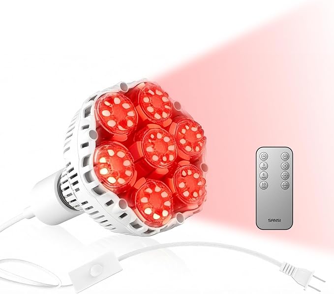 SANSI Red Light Therapy for Body Face 660nm 850nm 56Pcs Dual Chip LEDs High Irradiance Infrared Light Therapy Lamp Handheld for Skin Care Muscle Comfort Scalp Health Relaxation 32W E26 Base