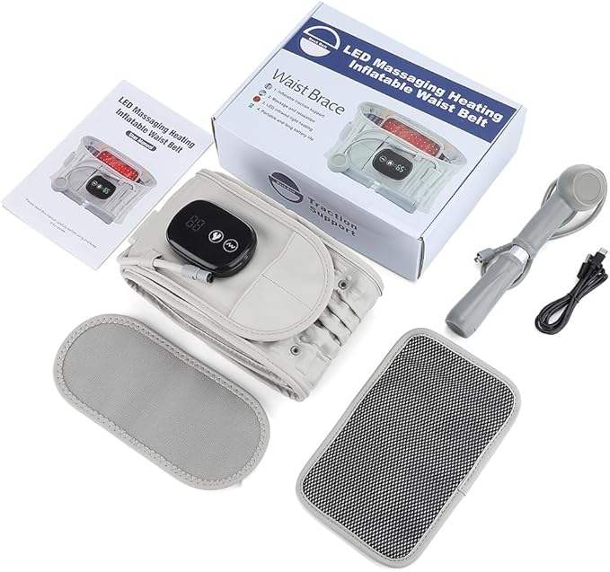 3-in-1 Back Support Belt with Sciatica Comfort Rechargeable Lumbar Brace for Lower Back Relief Portable Wireless Massager for Men &amp Women Ideal for Relaxation Free Size
