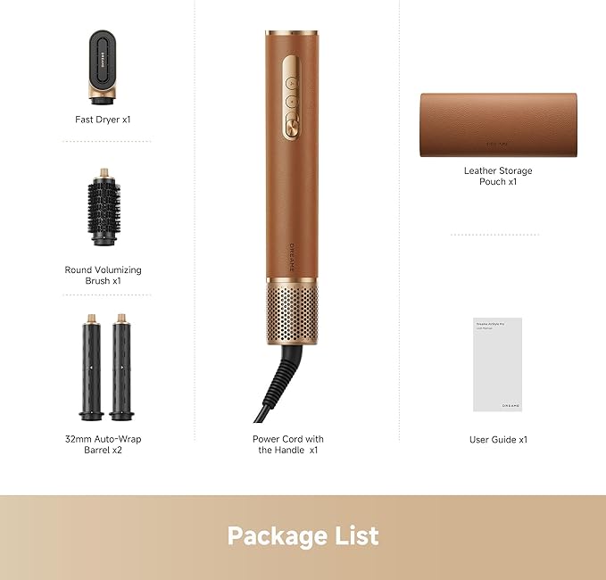 DREAME AirStyle Suite Pro Hair Styler &amp High-Speed Dryer 110000 RPM Motor 3 Essential Snap-On Attachments for Curling Volumizing &amp Fast Dry Frizz Control Cool Shot Luxury Leather Travel