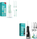 COSLUS C30(FC5360) Green 300ML Flosser &amp W40(F5020E) Black Flosser Pick with 30 Refills
