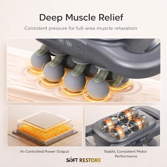 Massage Gun 16 Head Rechargeable Deep Muscle Percussion Massager 2600mAh Battery Ultra Quiet Full Body Pain Relief Therapy