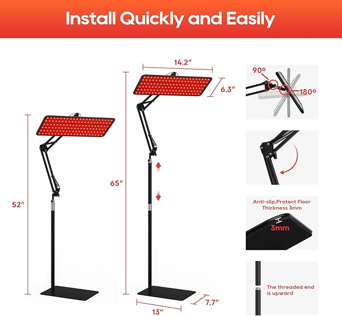 Red Light Therapy for Body and Face 660nm 850nm 940nm Infrared Redlight-Therapy Lamp Device with Large Panel and Stable Stand at Home Idea Gift for Women Wife Mom Sister Girlfriend (M)