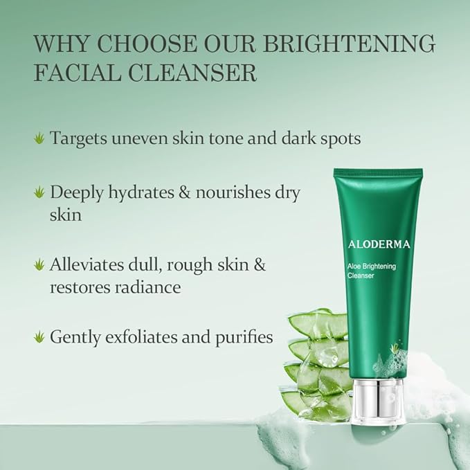 Aloderma Aloe Shower Set - Nourishing Body Wash Brightening Facial Cleanser - Hydrating Moisturizing
