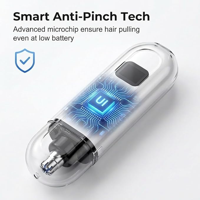 3-in-1 Nose Hair Trimmer for Men &amp Women Type-C Rechargeable Nose and Ear Hair Trimmer with Eyebrow Head IPX7 Waterproof Electric Nose Trimmer (Black)