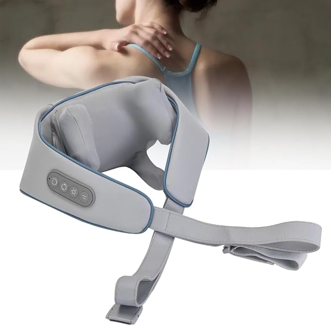 Generic Back Massager with Heat Electric Massager Massage Pillow Kneading Massage for Women Blue Gray