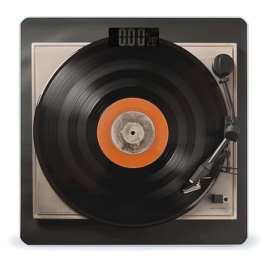 Vintage Vinyl Record Weight Scale Large Bathroom Scales Digital Weight with Bright LED Display Non Slip Automatic Weighing Scale Fashion Weighing Machine for Body