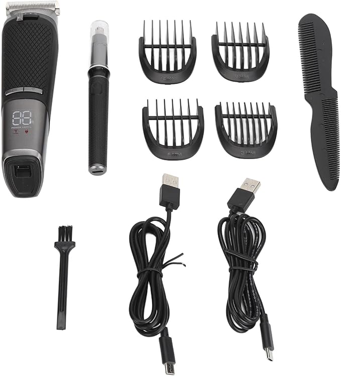 Men's Electric Hair Clippers Set Frequency Conversion 2 Speed Hair Trimmer Nose Trimmer Set Portable Low Noise for Salon