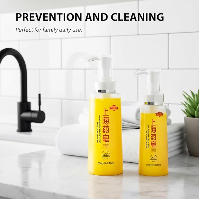 Bee &amp Flower Sulfur Soap Liquid Shampoo &amp Body Wash - Daily Head to Toe Skin Care Product for Men and Women - 16.8 Fl Oz - Pack of 2