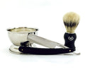 5 PC WET SHAVING SET- CUT THROAT RAZOR CUP BRUSH SOAP &amp 100 BLADES