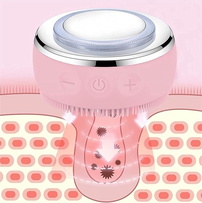 Facial Cleansing Brush Electric Spin Facial Brush 3 Levels Adjustable Silicone Waterproof Cleansing Instrument Vibration Heating Beauty Instrument (Color : Pink)