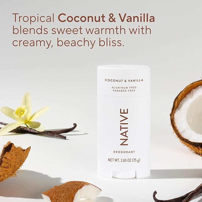 Native Deodorant Contains Naturally Derived Ingredients 72 Hour Odor Control | Deodorant for Women and Men Aluminum Free with Baking Soda Coconut Oil and Shea Butter | Coconut &amp Vanilla - 2.65