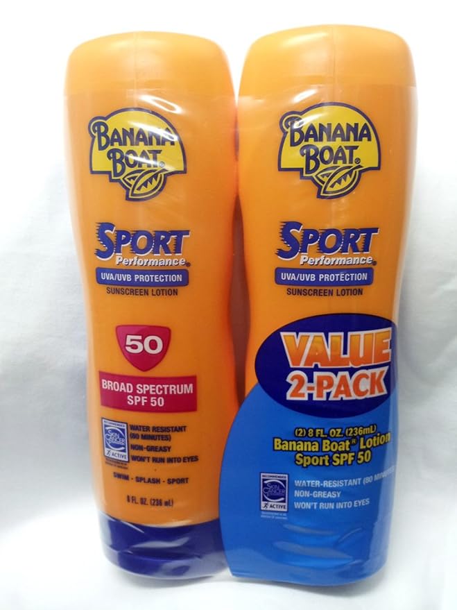 Banana Boat Sport Performance Broad Spectrum Sunscreen Lotion SPF 50 8 Fl (Pack of 4)