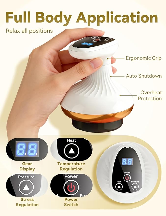 Cellulite Remover Firmer More Toned Skin Deep Massage Natural Skin Firmness 9 Suction Levels &amp Heat Rechargeable Helps Reduce Stretch Marks &amp Cellulite for Legs Arms &amp Belly (Advanc