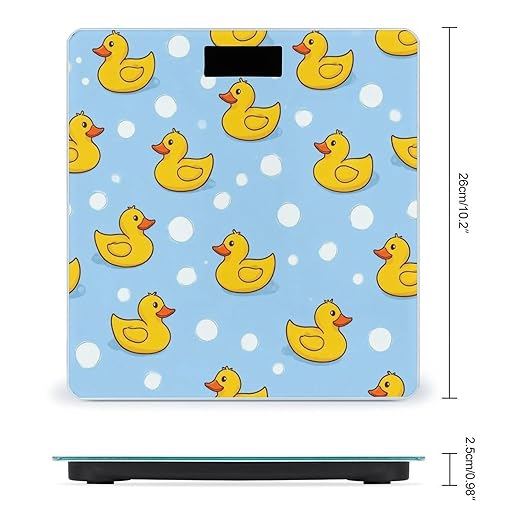 Digital Bathroom Weighing Scale Energy Saving Scale Smart Scale for Body Weight Yellow Rubber Ducks Soap Bubbles Blue