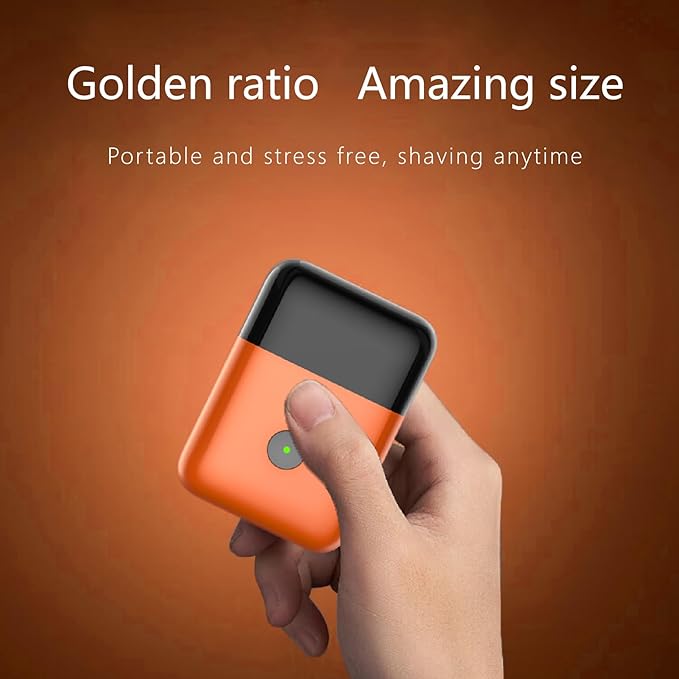 Premium Travel Electric Razor for Men - Ultra-Compact IPX7 Waterproof Foil Shaver with LED Indicator USB-C Quick Charge 90 Min Runtime Orange
