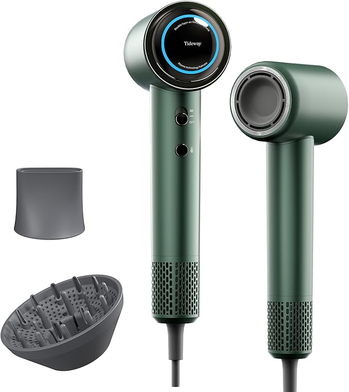 Tideway Hair Dryer Professional High-Speed Ionic Blow Dryer 110000 RPM Compact Hair Dryer with Magnetic Diffuser Fast Drying with Brushless Motor Low Noise Smart Temperature Control-H11
