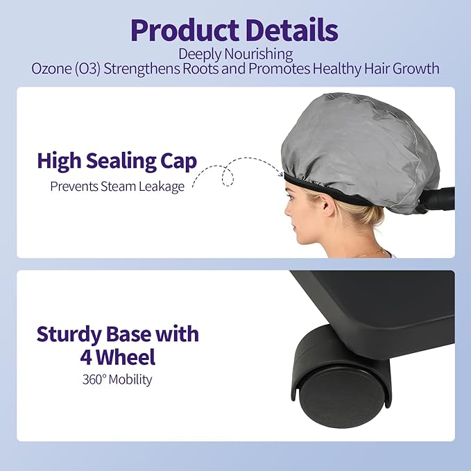 500W Multifunctional Standing Anion Hair Dyeing Machine110V Nano Hair Steamer/Hair Oil Machine Stand Up Base Equipment Vertical Nano Steamer Salon Spa (Black)