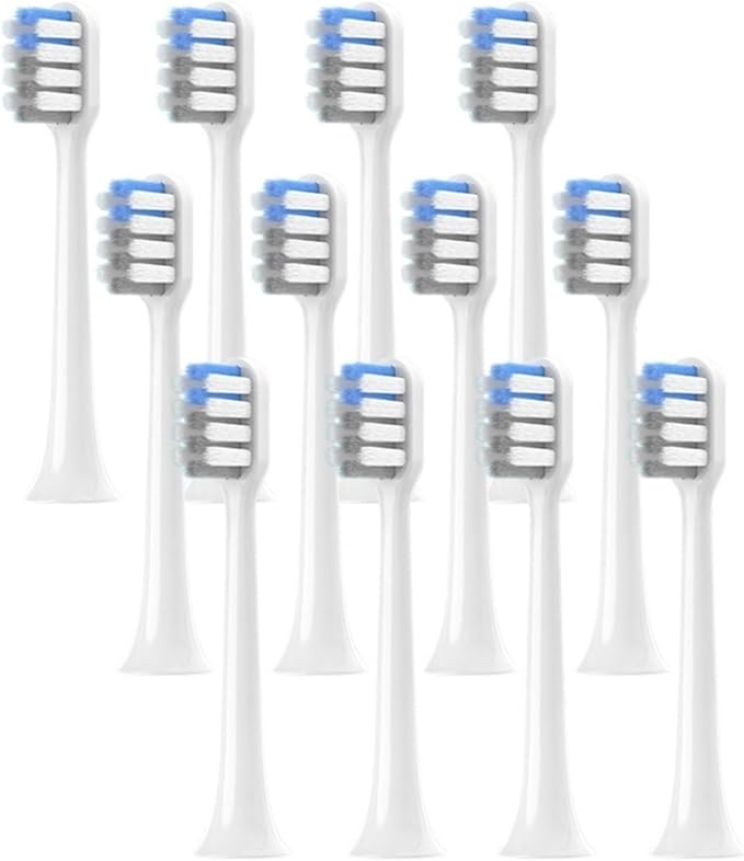 Soft Bristle Brush Head Replacements Compatible with T200 Series(White gray-12pcs)